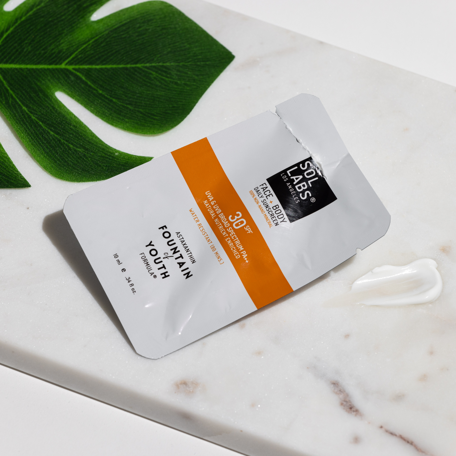 SOL LABS® Natural Mineral SPF 30 On-The-Go Sunscreen Packets (Box of 12) - Broad Spectrum UVA/UVB Protection & Hydrating Formula